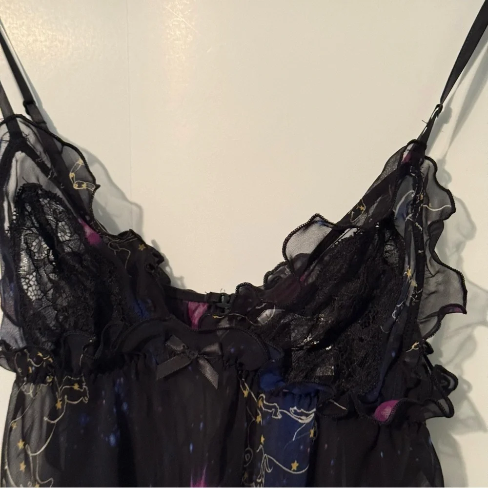 Victoria's Secret Black and Purple Sheer Lingerie baby doll camisole fairy lace - Picture 3 of 7